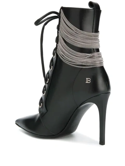 Shop Balmain Silver-tone Chain Boots In Black