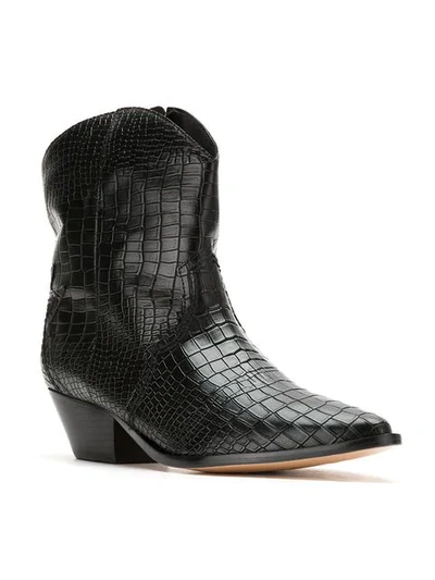 Shop Schutz 50mm Croc Embossed Ankle Boots In Black