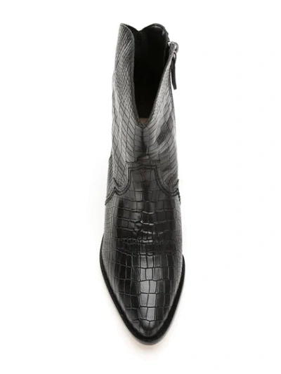 Shop Schutz 50mm Croc Embossed Ankle Boots In Black