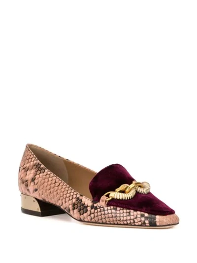 Shop Tory Burch Jessa 25mm Snake-effect Loafers In Pink