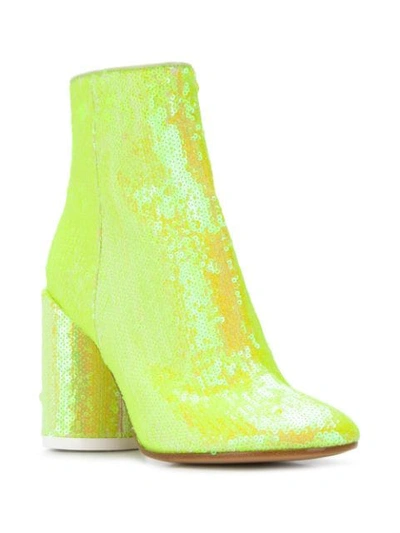 Shop Mm6 Maison Margiela Sequin-embellished Ankle Boots In Yellow