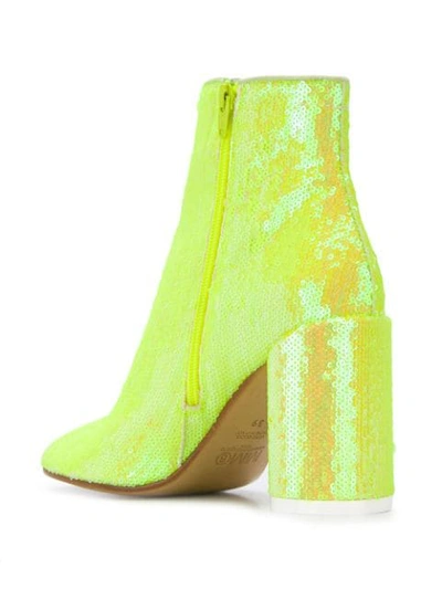 Shop Mm6 Maison Margiela Sequin-embellished Ankle Boots In Yellow