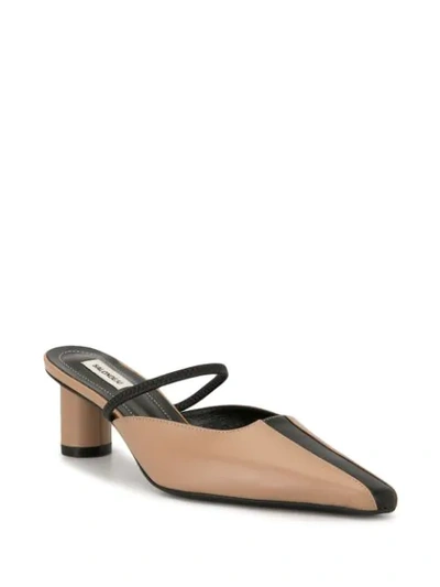 Shop Salondeju Squared Toe Mules In Brown