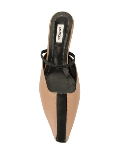 Shop Salondeju Squared Toe Mules In Brown