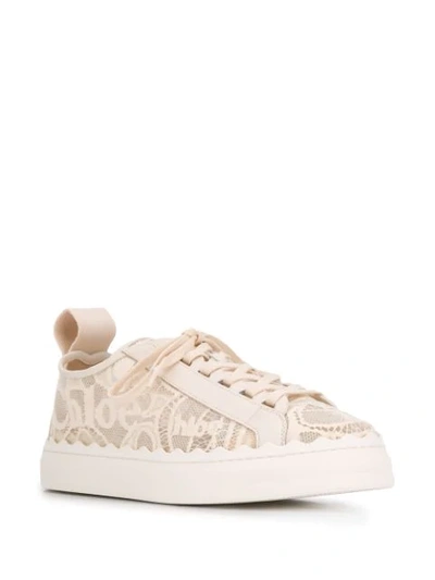 Shop Chloé Lace Sneakers In Neutrals