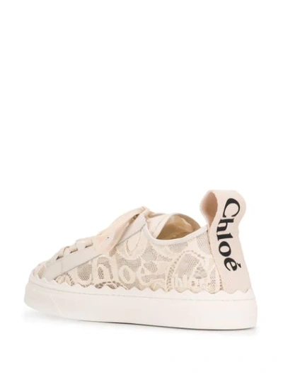 Shop Chloé Lace Sneakers In Neutrals