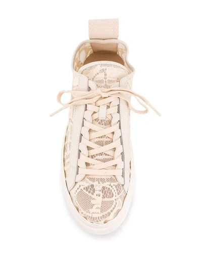 Shop Chloé Lace Sneakers In Neutrals