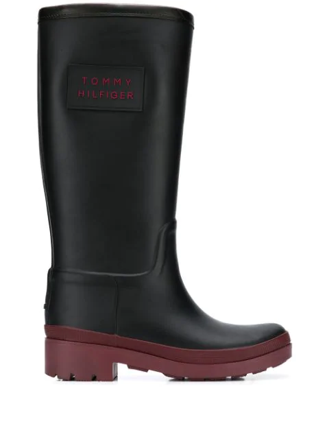 tommy hilfiger black rain boots