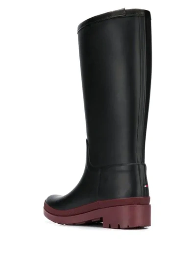 Shop Tommy Hilfiger Logo Patch Rain Boots In Black