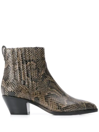 Shop Ash Snakeskin Effect Floyd Boots In Taupe