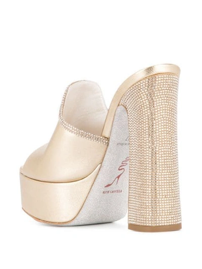 Shop René Caovilla Platform Heel Sandals In X093 Gold