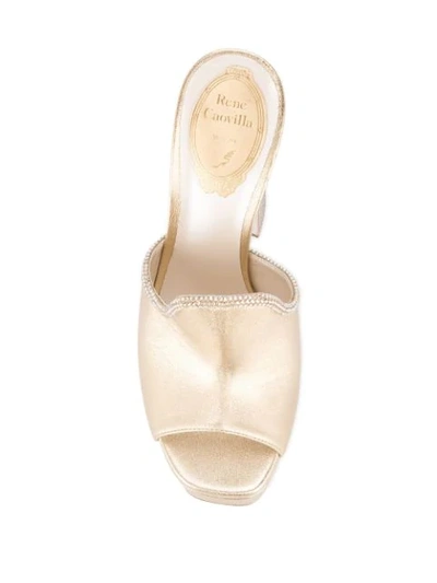Shop René Caovilla Platform Heel Sandals In X093 Gold