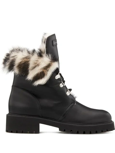 Shop Giuseppe Zanotti Phillis Sheepskin Lined Combat Boots In Black