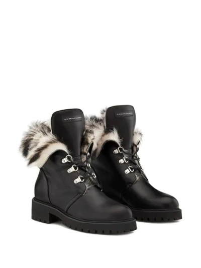 Shop Giuseppe Zanotti Phillis Sheepskin Lined Combat Boots In Black