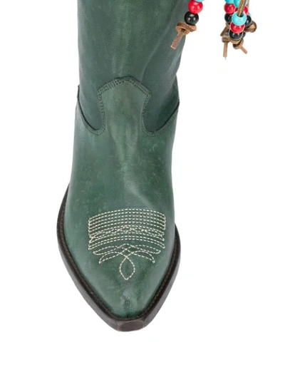 Shop Golden Goose Wish Star Embroidered Boots In Green
