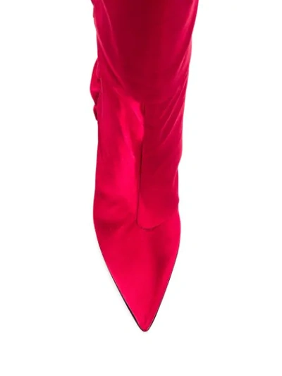 Shop Marc Ellis Ruched Detail Pointed Toe Boots In Red