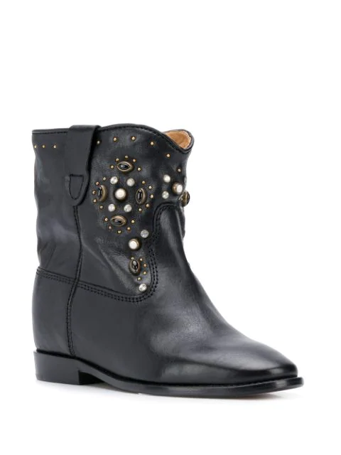 Isabel Marant Cluster Studded Ankle Boots In Black | ModeSens