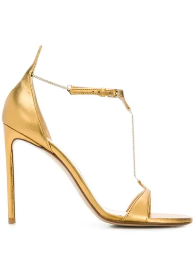 Shop Francesco Russo Chain Stiletto Heels In Gold