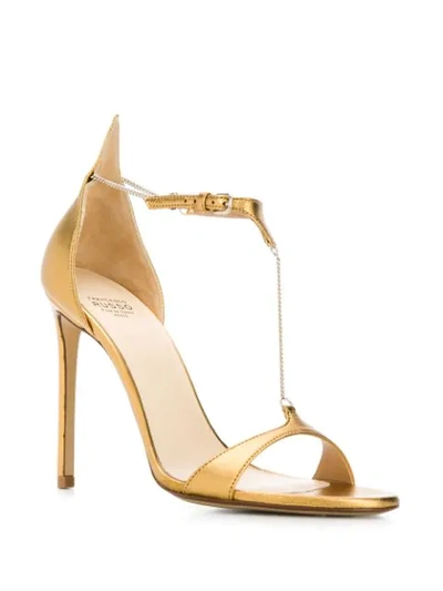 Shop Francesco Russo Chain Stiletto Heels In Gold