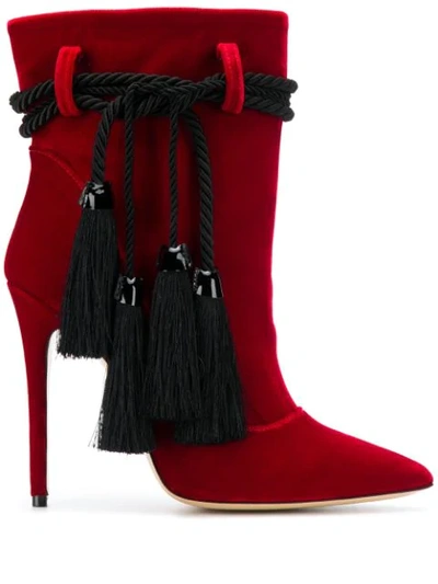 Shop Aleksander Siradekian Contrast Tassel Heeled Boots In Red