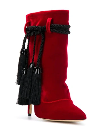 Shop Aleksander Siradekian Contrast Tassel Heeled Boots In Red