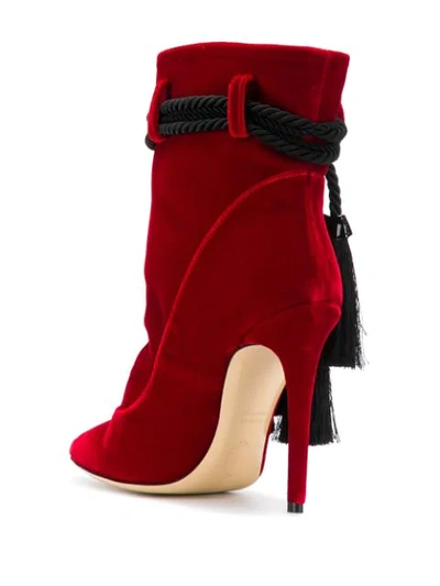 Shop Aleksander Siradekian Contrast Tassel Heeled Boots In Red