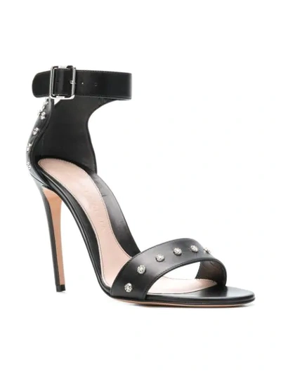 Shop Alexander Mcqueen Heart Hammered Studs Sandals In Black