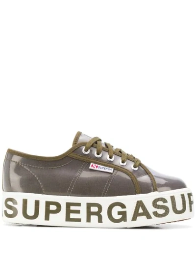 Shop Superga All-around Logo Platform Sneakers In Green