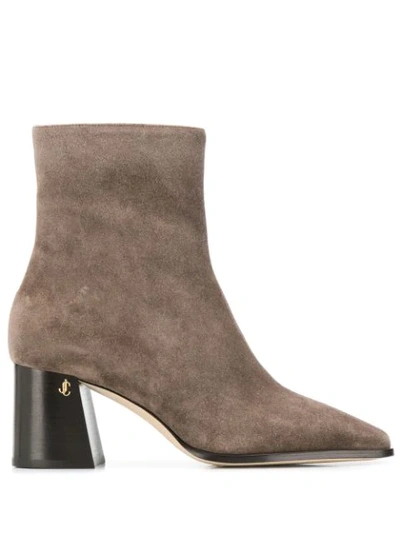 Shop Jimmy Choo Bryelle 65mm Square-toe Boots In Grey