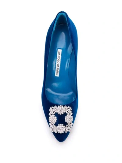 Shop Manolo Blahnik Embellished Buckle High-heel Pumps In Blue