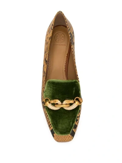 Shop Tory Burch Jessa 25mm Snake-effect Loafers In Green