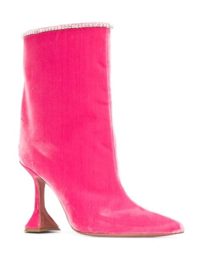 Shop Amina Muaddi Pointed Ankle Boots In Pink