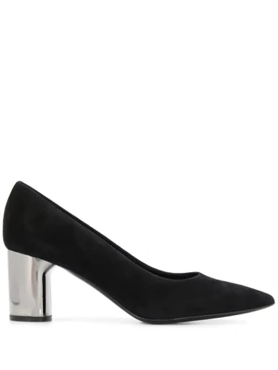 Shop Casadei Metallic Block Heel Pumps In Black