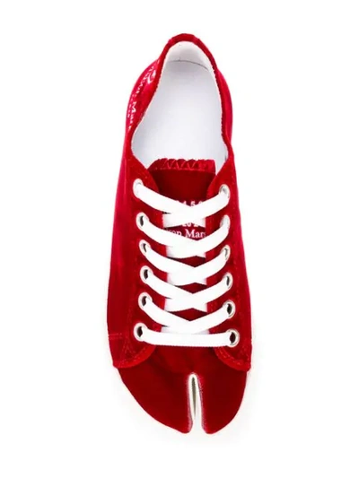 Shop Maison Margiela Tabi Velvet Sneakers In Red