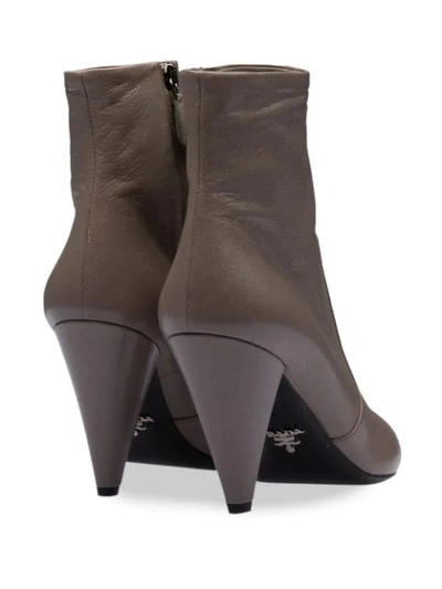 Shop Prada Conical-heel Ankle Boots In Grey