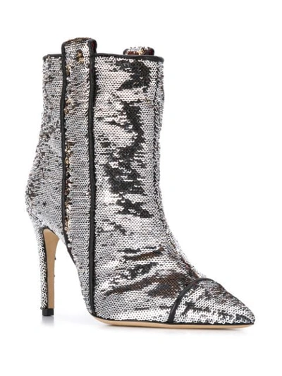 Shop Bams Sequin-embellished Ankle Boots In Silver