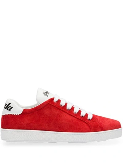 Shop Prada Sneakers Aus Wildleder In F068z Fiery Red