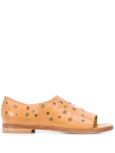 Shop Alberto Fermani Stud-embellished Sandals In Brown