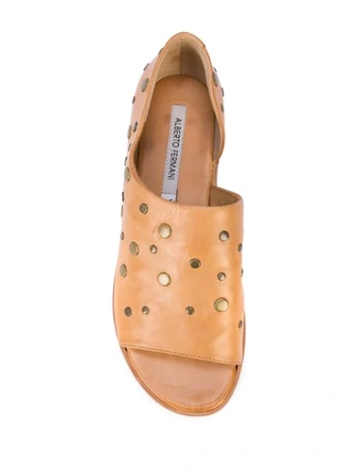 Shop Alberto Fermani Stud-embellished Sandals In Brown