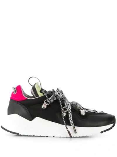 Shop Greymer Contrasting Lace-up Sneakers In Black