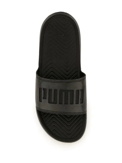 Shop Puma Contrast Logo Slides In Black