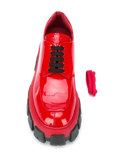 Shop Prada Patent Derby Shoes - Red