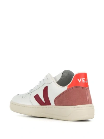 Shop Veja V-10 Logo Sneakers In White
