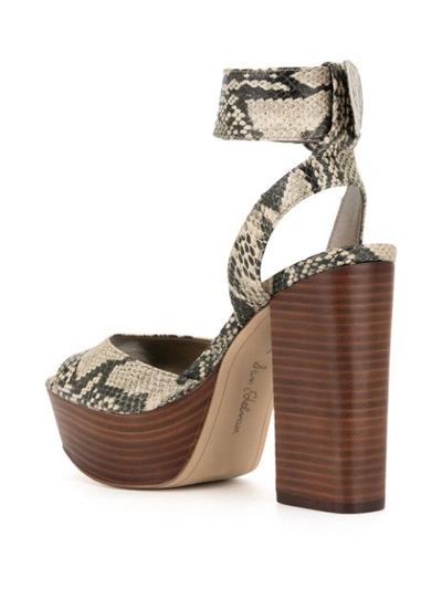 Shop Sam Edelman Snakeskin-effect Sandals In Neutrals