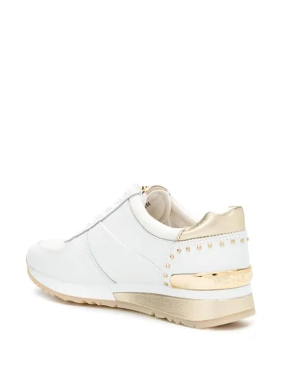 Shop Michael Kors Allie Metallic Detail Sneakers In White