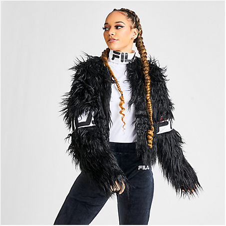 Fila Fleur Faux Fur Jacket In Black | ModeSens