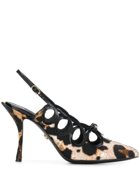 sling pumps leo print