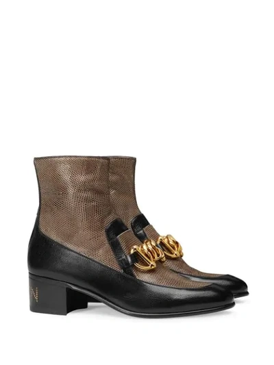 Shop Gucci Horsebit Chain Boots In Black