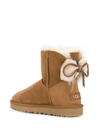 Shop Ugg Bow-embellished Ankle Boots In Brown