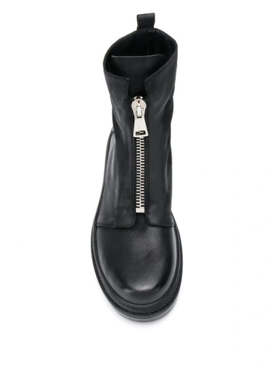 Shop Strategia Chunky Heel Front Zip Boots In Black